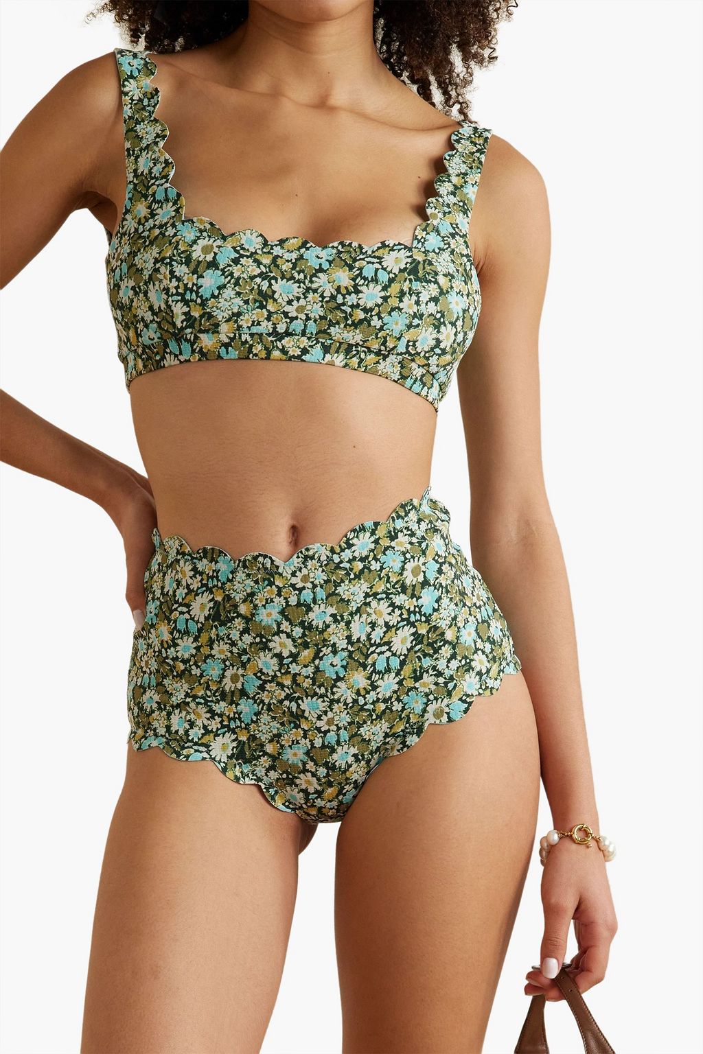 MARYSIA Palm Springs scalloped stretch-crepe bikini top
