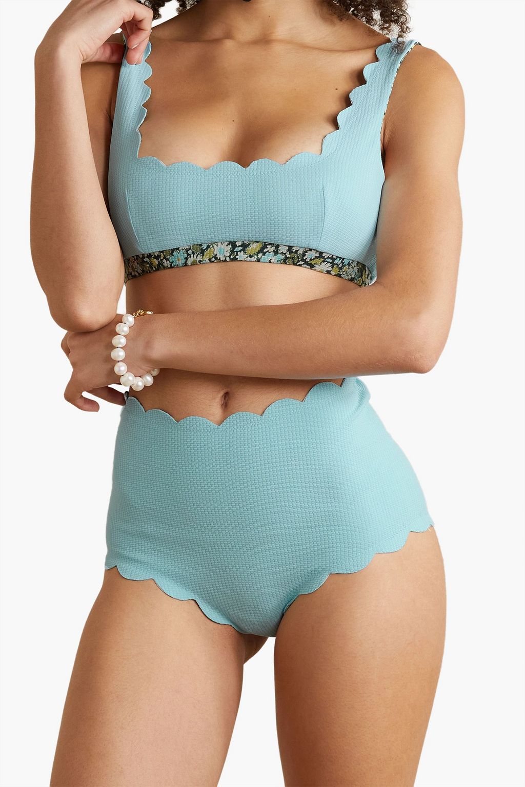 MARYSIA Palm Springs scalloped stretch-crepe bikini top