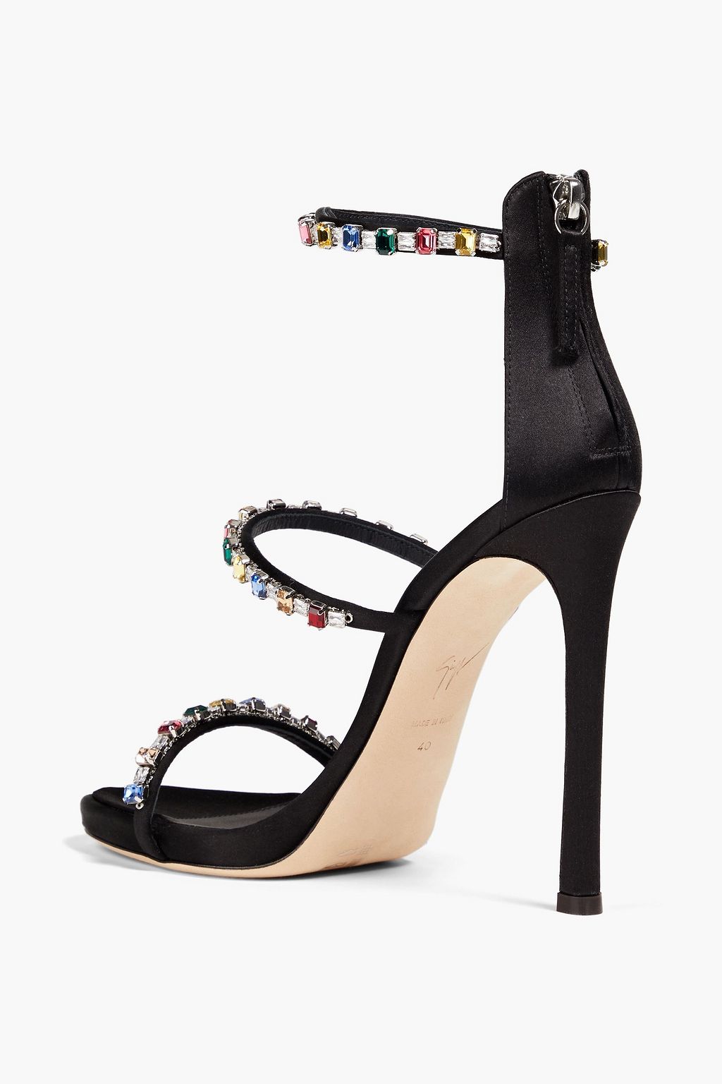 GIUSEPPE ZANOTTI Harmony Diamond Sandalen aus Satin mit Kristallverzierung