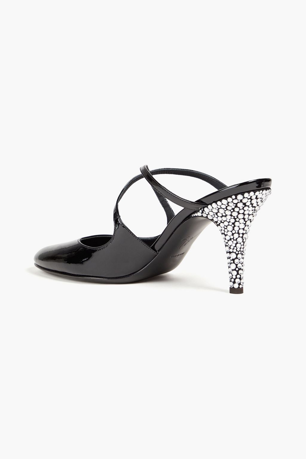 GIUSEPPE ZANOTTI 크리스털 장식 가죽 뮬
