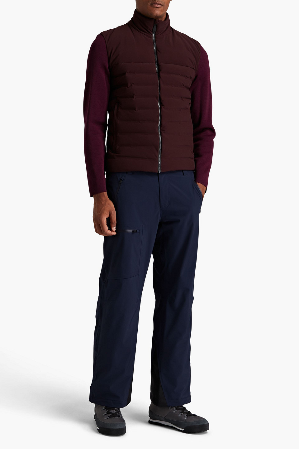  Aztech Mountain - Knit-paneled Quilted Shell Down Jacket - Burgundy - Xs 
