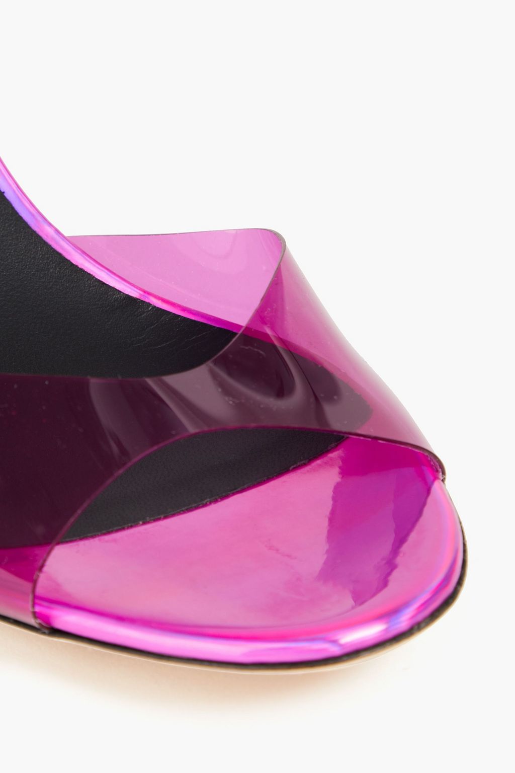 GIUSEPPE ZANOTTI صندل 'ليليبيث بليكسي' بحزام خلفي من مادة PVC بحواف من الجلد