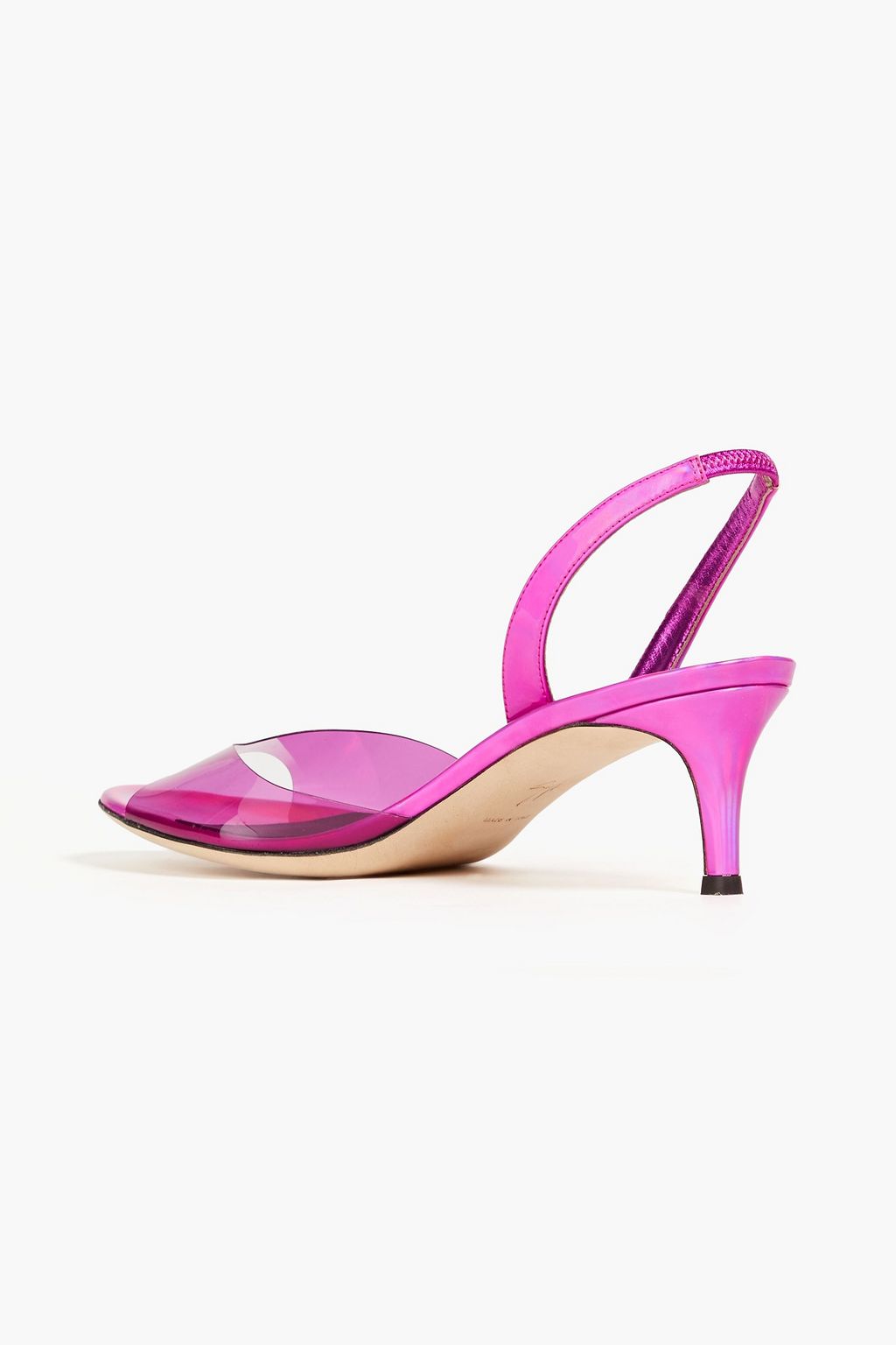 GIUSEPPE ZANOTTI صندل 'ليليبيث بليكسي' بحزام خلفي من مادة PVC بحواف من الجلد