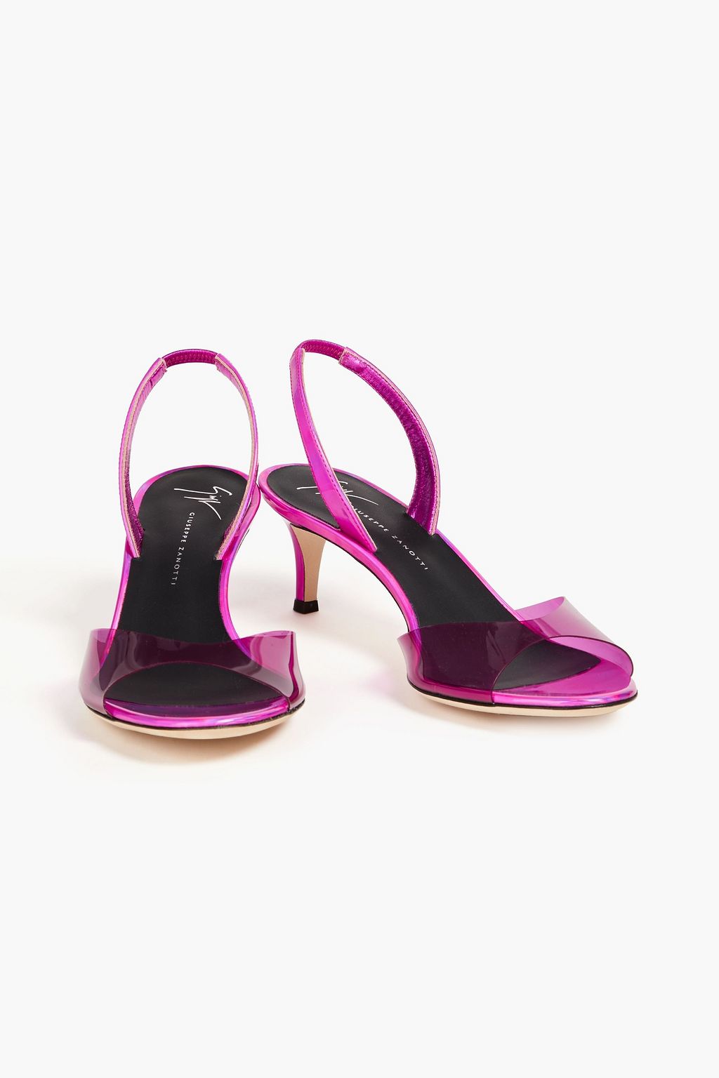 GIUSEPPE ZANOTTI صندل 'ليليبيث بليكسي' بحزام خلفي من مادة PVC بحواف من الجلد