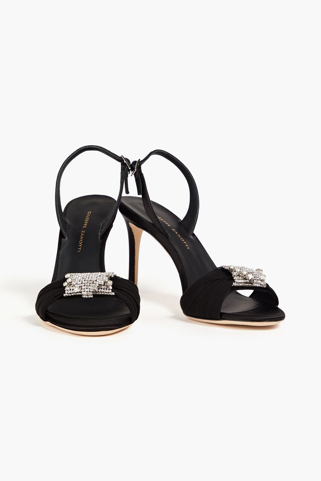 GIUSEPPE ZANOTTI Tiphaine crystal-embellished crepe and satin slingback sandals