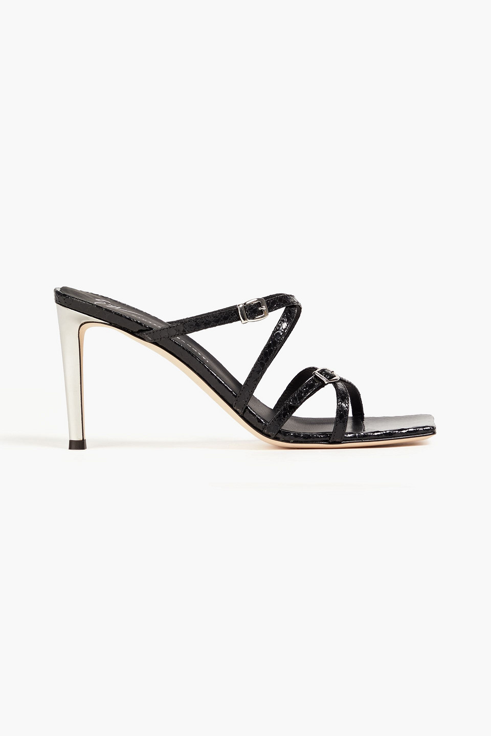 Giuseppe Zanotti - Vanilla Soft Punk snake-effect leather mules - Black - EU 36.5