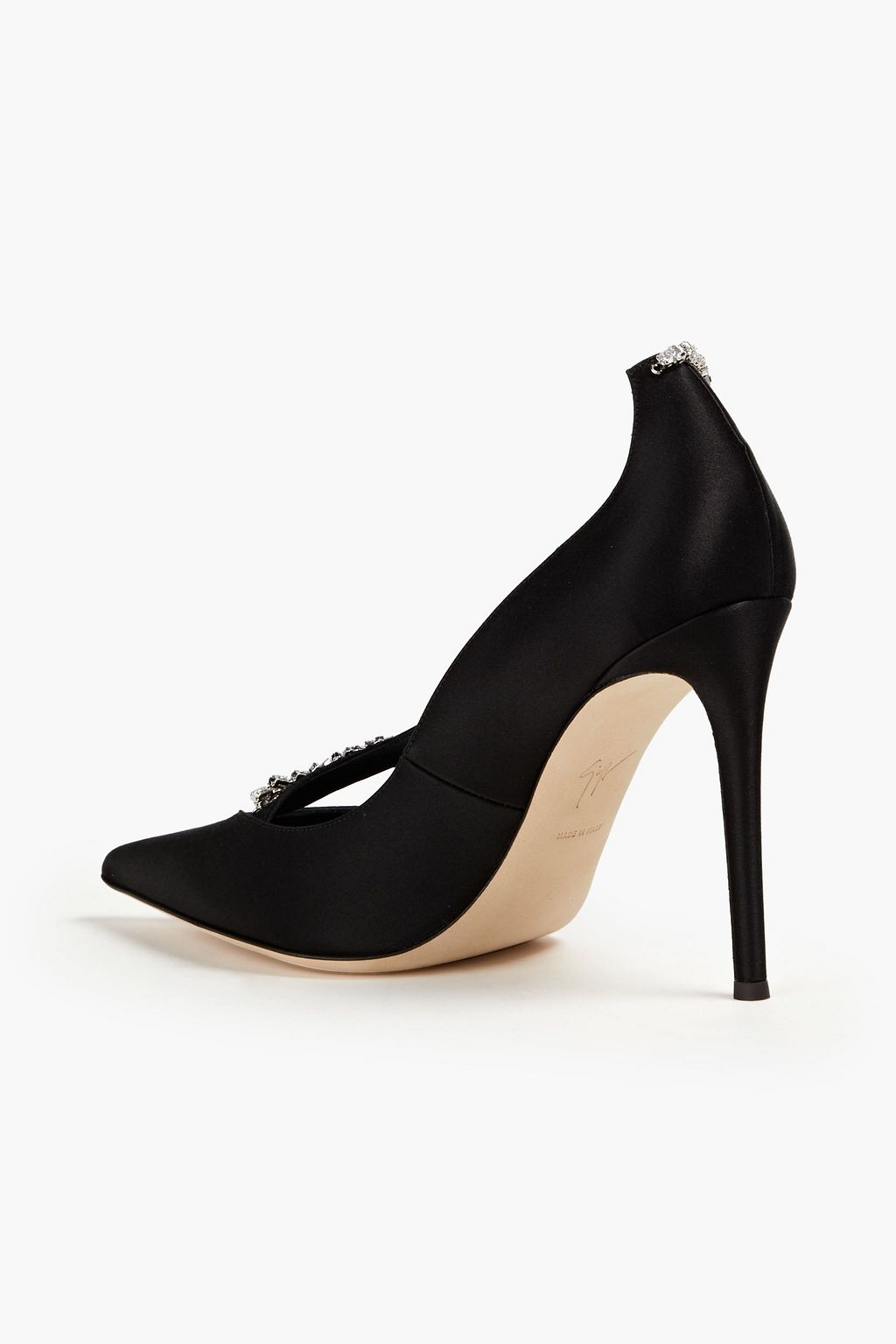 GIUSEPPE ZANOTTI サテン パンプス クリスタル付き