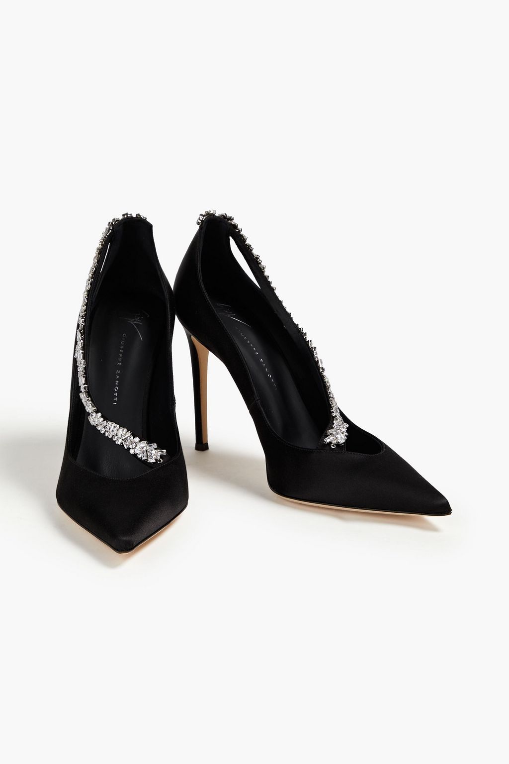 GIUSEPPE ZANOTTI サテン パンプス クリスタル付き