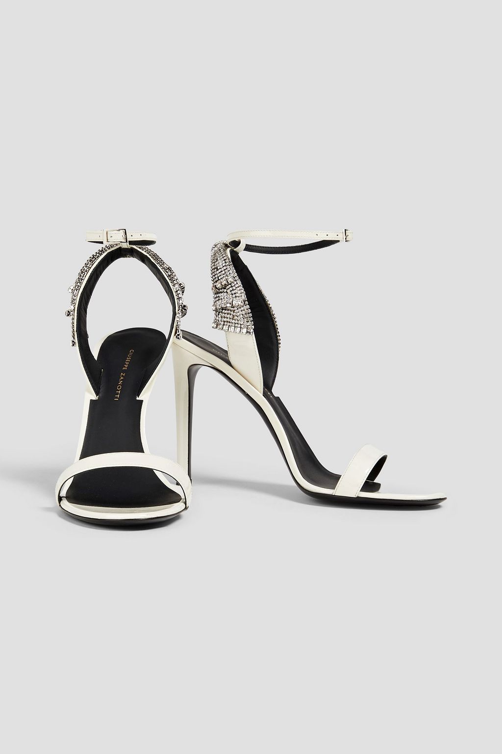 GIUSEPPE ZANOTTI 자밀라 크리스털 장식 페이턴트 가죽 앵클 부츠