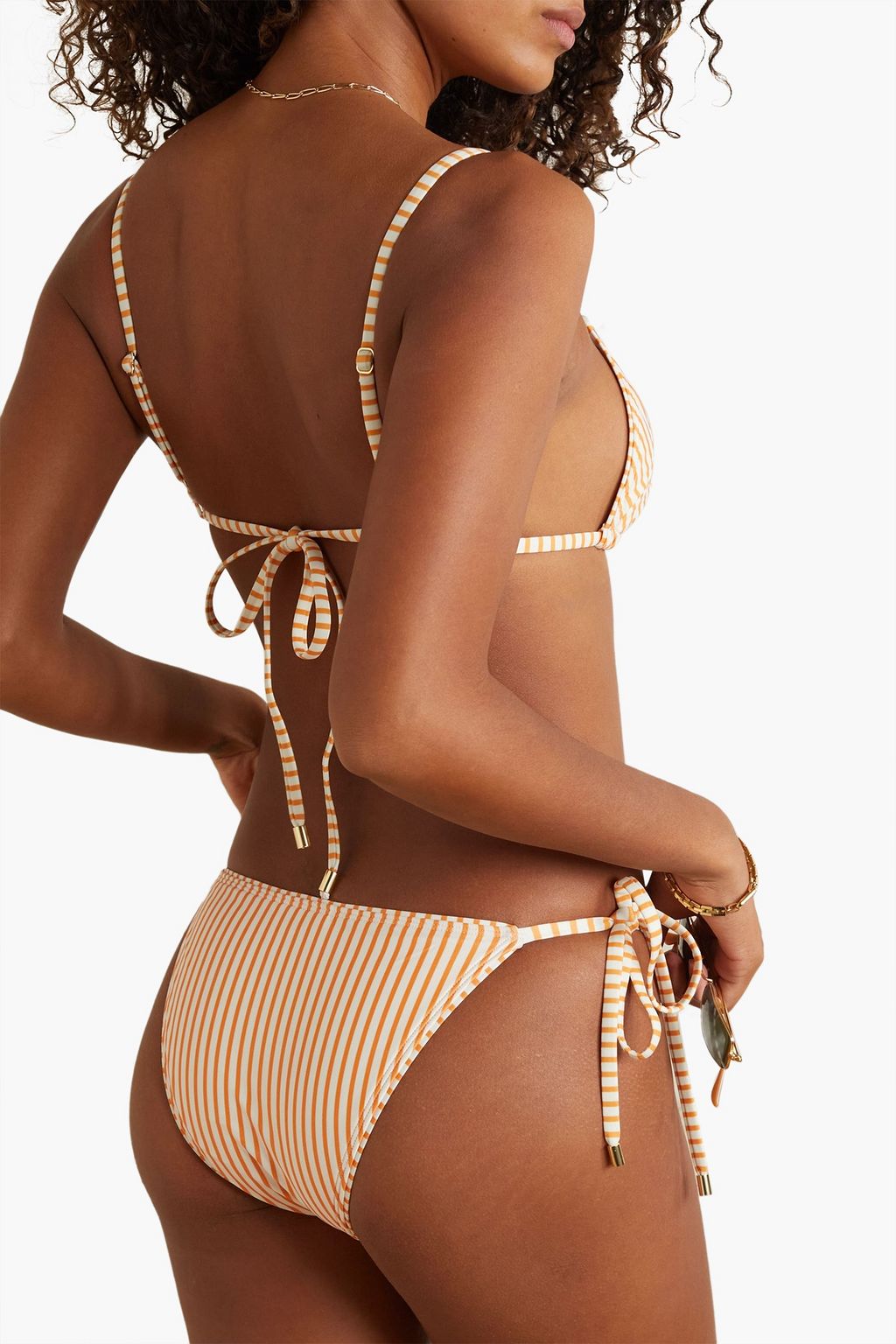 PEONY SWIMWEAR Striped stretch-ECONYL mid-rise bikini briefs