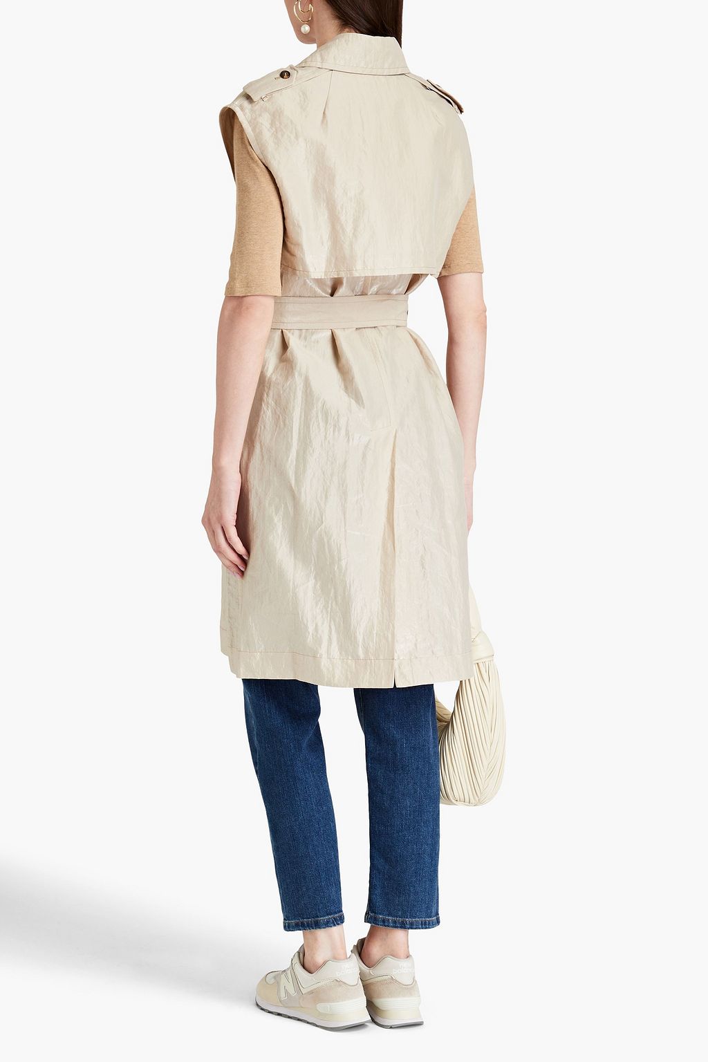 BRUNELLO CUCINELLI Weste aus Twill aus einer Baumwollmischung mit Metallic-Effekt und Zierperlen
