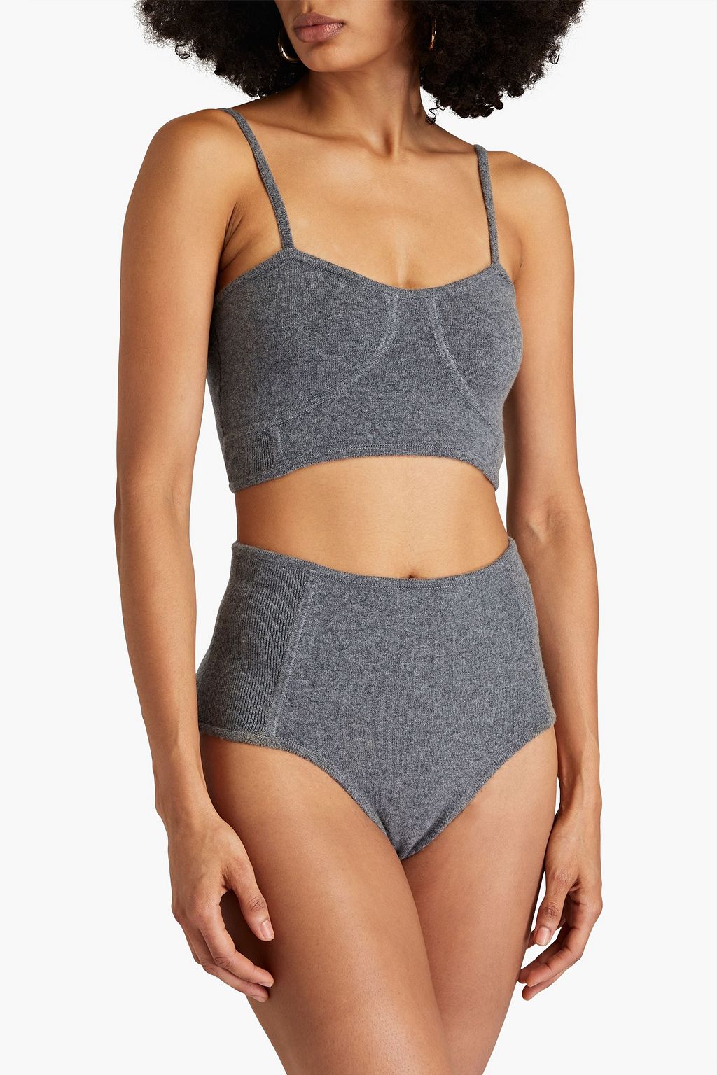 LE KASHA Mélange cashmere high-rise briefs