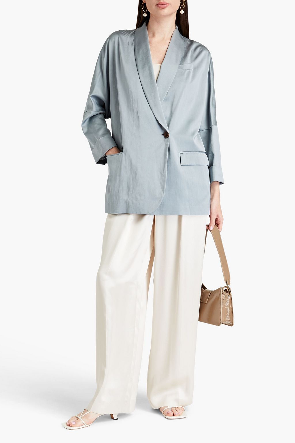 BRUNELLO CUCINELLI サテンクレープ ブレザー ビーズ付き