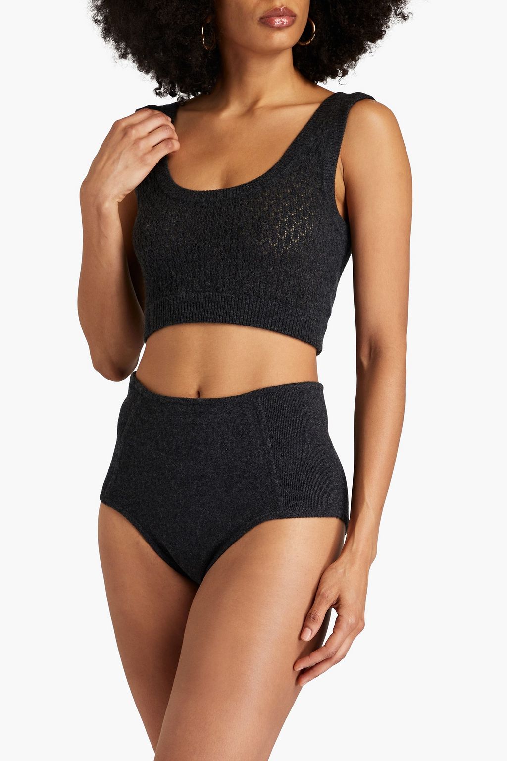 LE KASHA Mélange cashmere high-rise briefs
