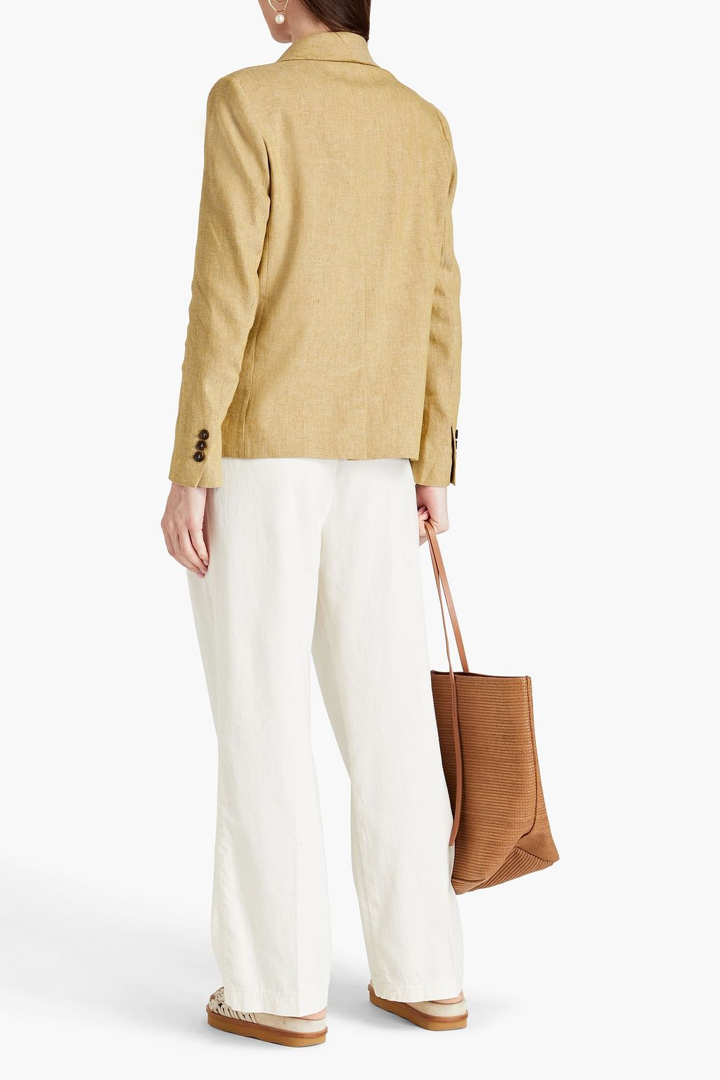 BRUNELLO CUCINELLI Blazer aus Canvas aus einer Leinenmischung mit Zierperlen