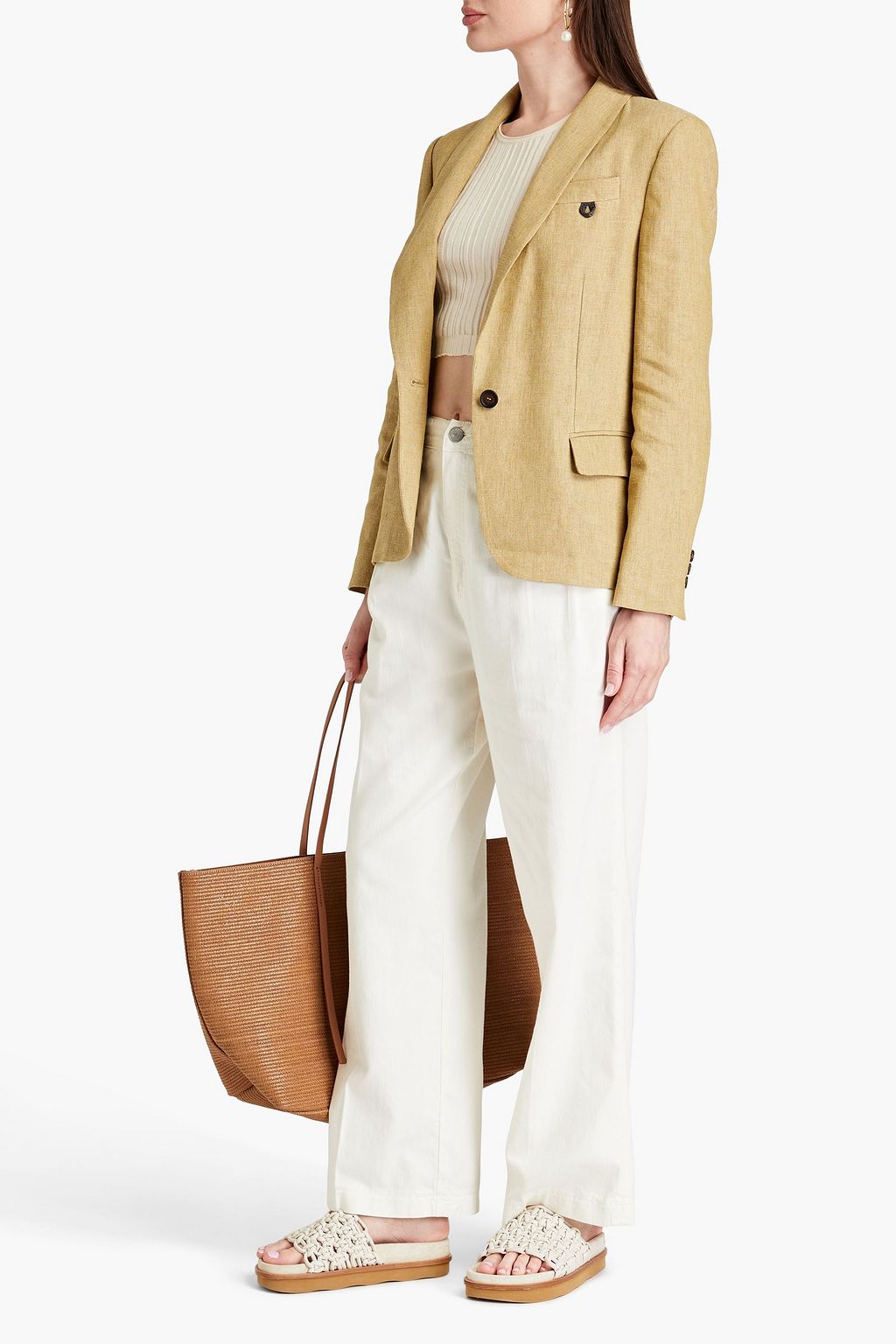 BRUNELLO CUCINELLI Blazer aus Canvas aus einer Leinenmischung mit Zierperlen