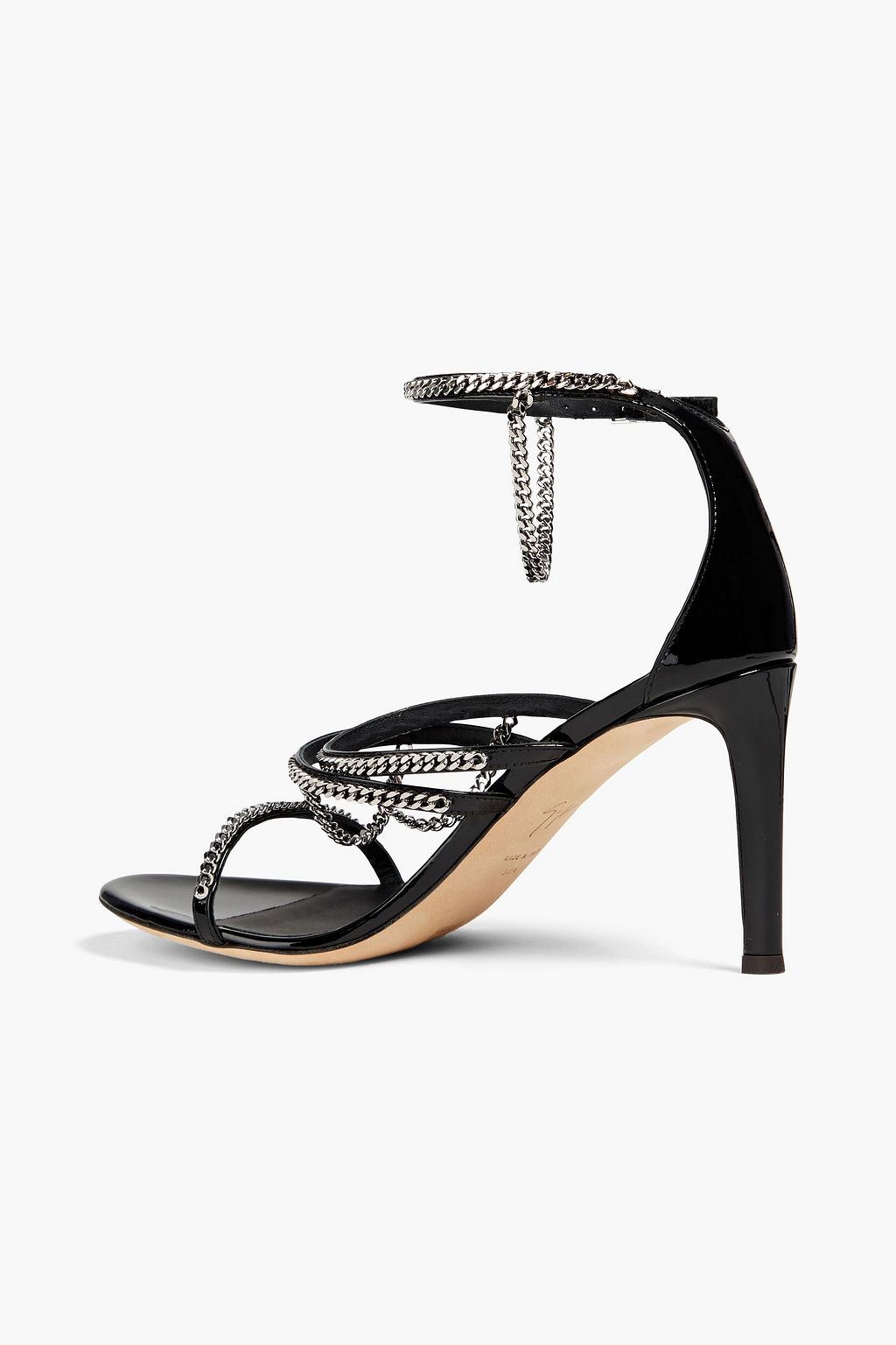 GIUSEPPE ZANOTTI Catena Sandalen aus Lackleder mit Kettenverzierung