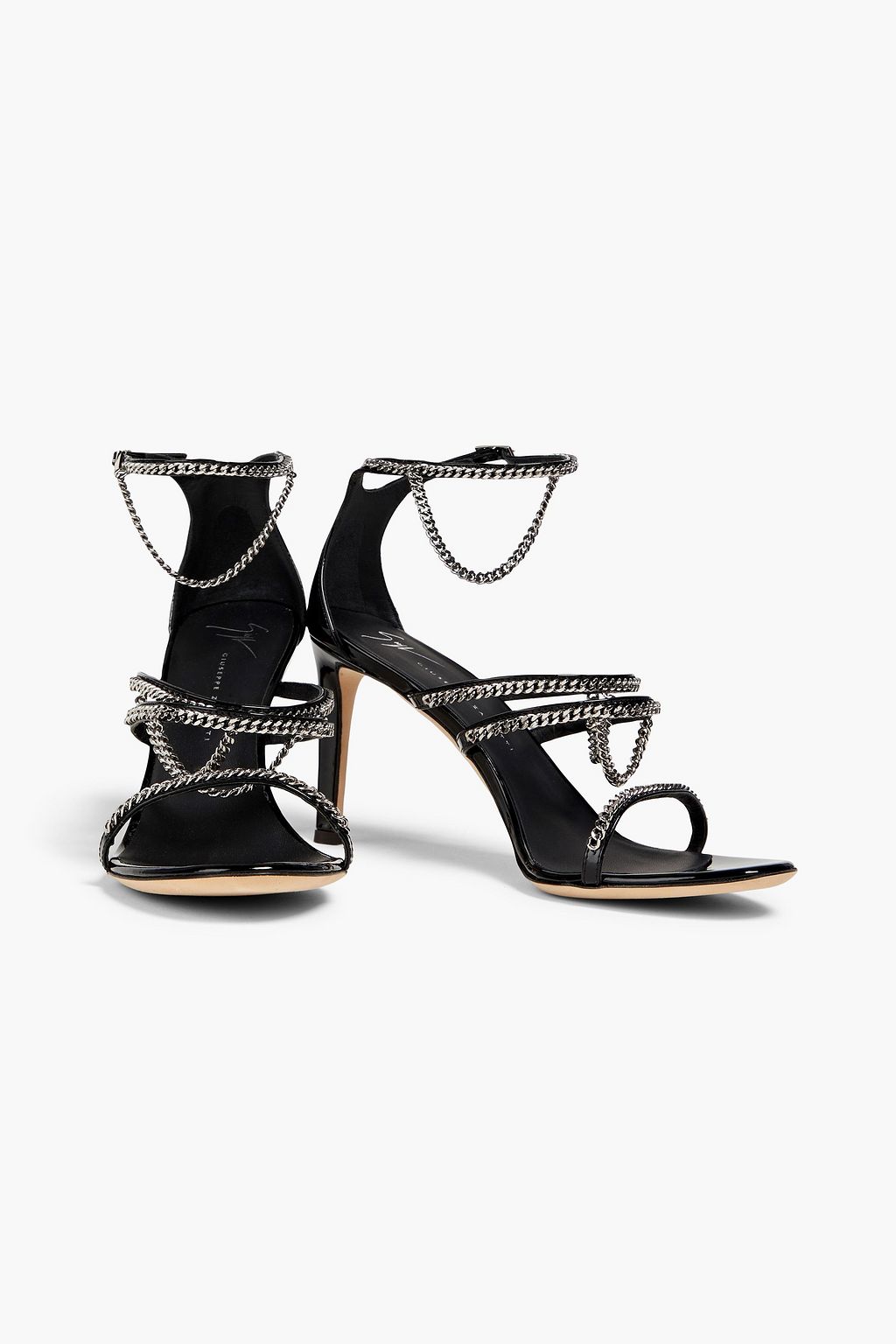 GIUSEPPE ZANOTTI Catena Sandalen aus Lackleder mit Kettenverzierung