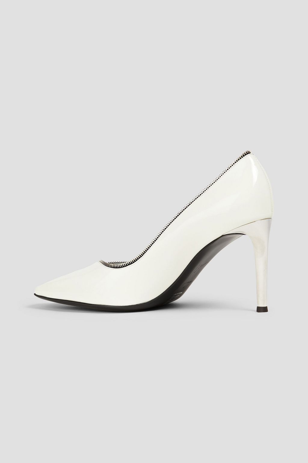 GIUSEPPE ZANOTTI 지퍼 디테일 페이턴트 가죽 펌프스