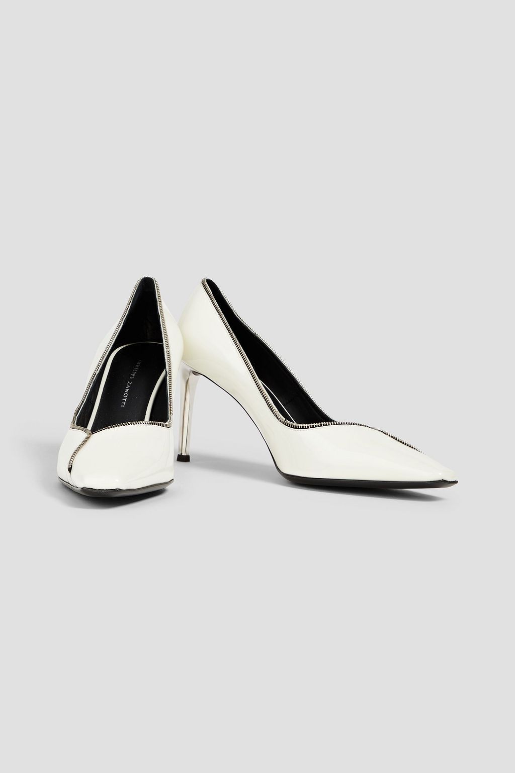 GIUSEPPE ZANOTTI 지퍼 디테일 페이턴트 가죽 펌프스