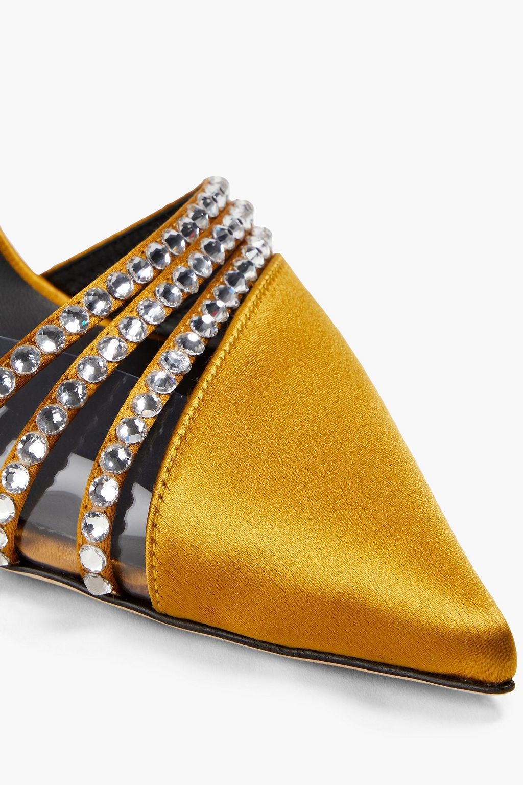 GIUSEPPE ZANOTTI Audrine crystal-embellished PVC-trimmed satin slingback pumps