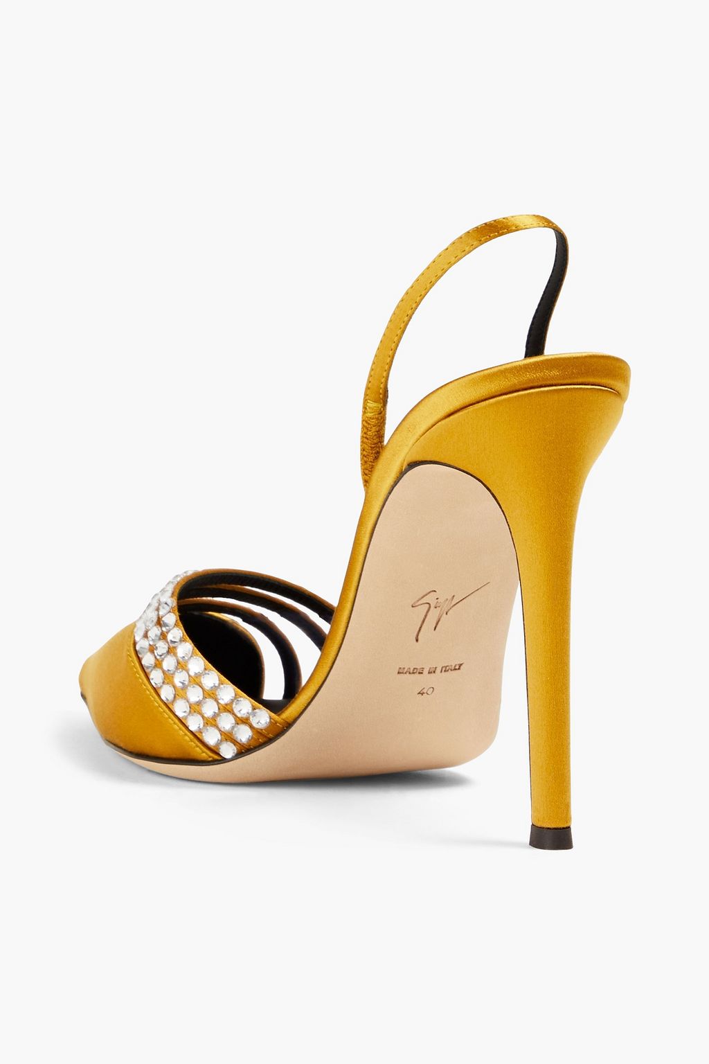 GIUSEPPE ZANOTTI Audrine crystal-embellished PVC-trimmed satin slingback pumps