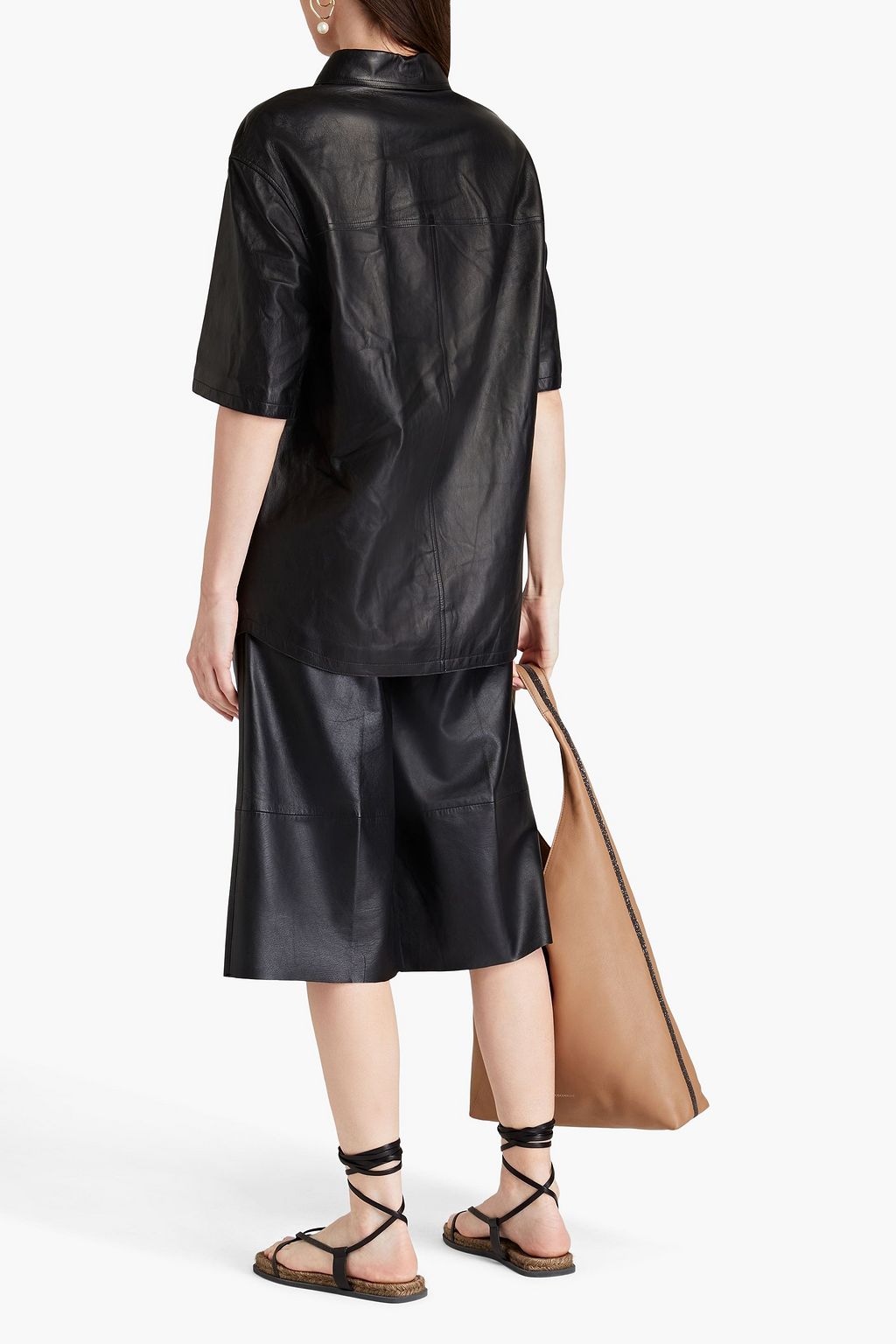 BRUNELLO CUCINELLI Bead-embellished leather shirt