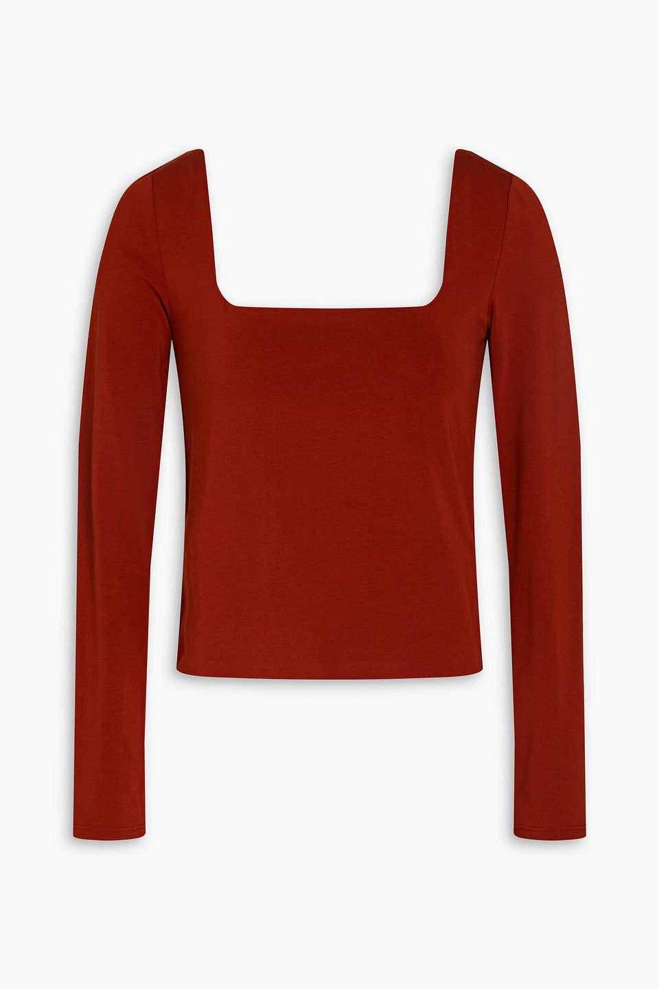 Vince Stretch-pima Cotton Jersey Top In Brick