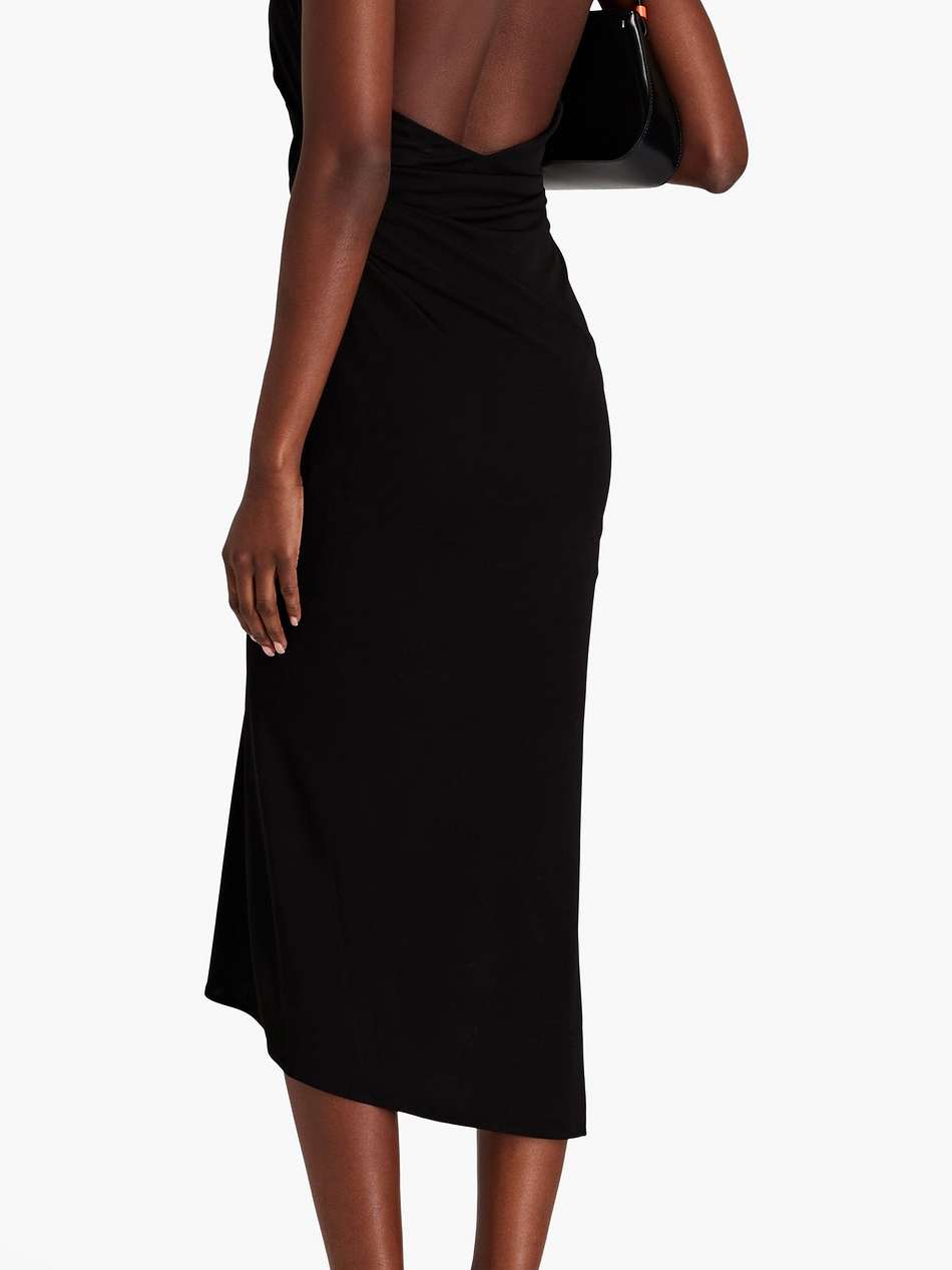 draped crepe halterneck midi dress