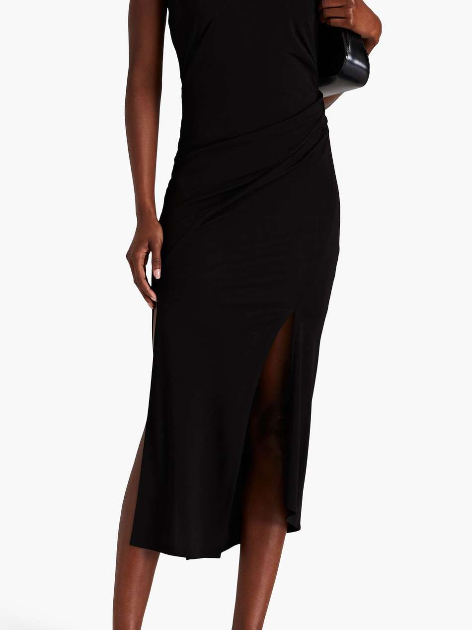 draped crepe halterneck midi dress