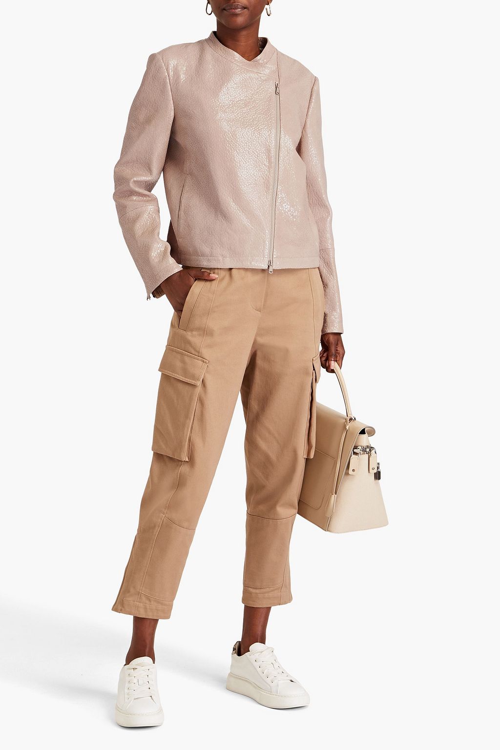 BRUNELLO CUCINELLI Bikerjacke aus Leder mit Schlangeneffekt