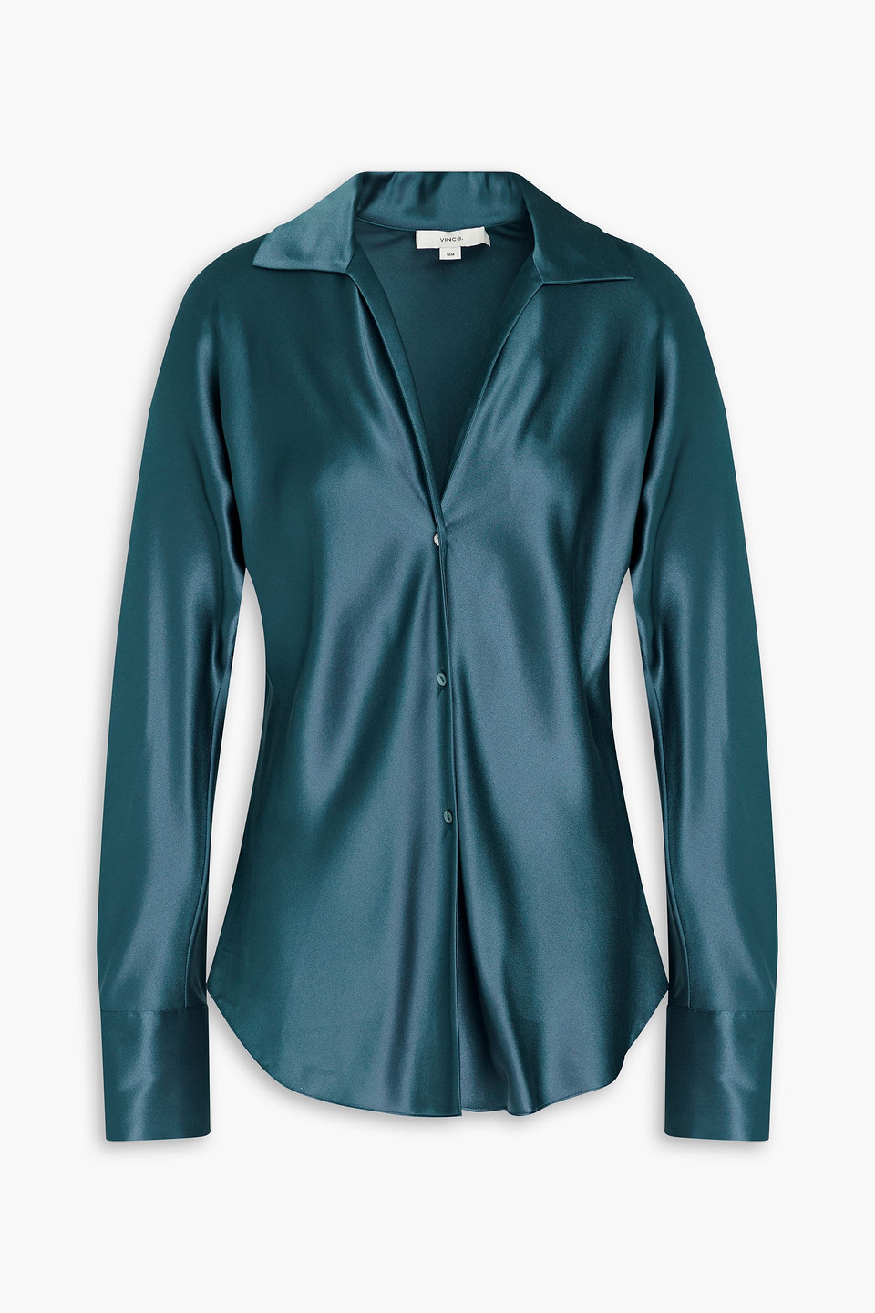 Vince Silk-satin Shirt In Green