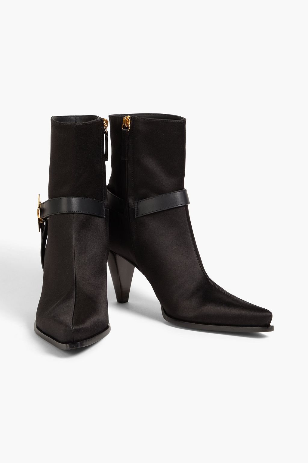 GIUSEPPE ZANOTTI بوت بطول الكاحل من الساتان بحواف من الجلد بتصميم مزركش