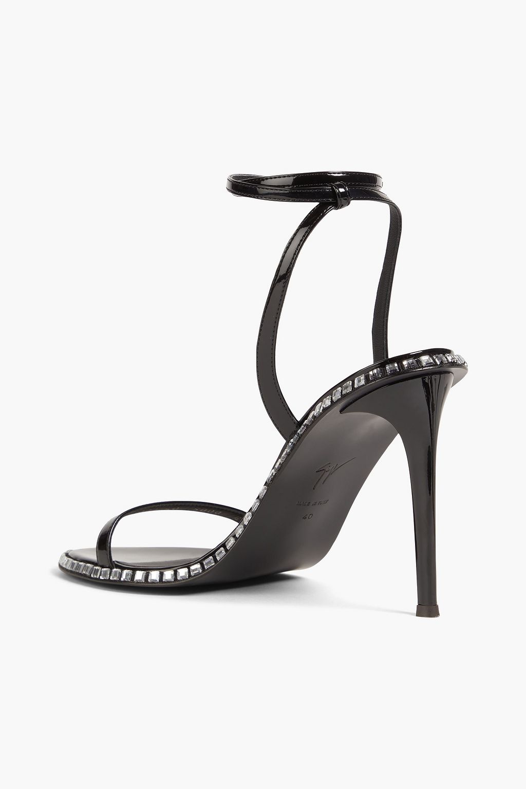 GIUSEPPE ZANOTTI Joan 105 Sandalen aus Lackleder mit Kristallverzierung