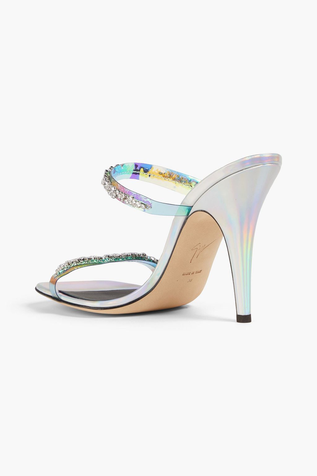 GIUSEPPE ZANOTTI حذاء ميول من الفينيل مزين بالكريستال بلون متقزّح