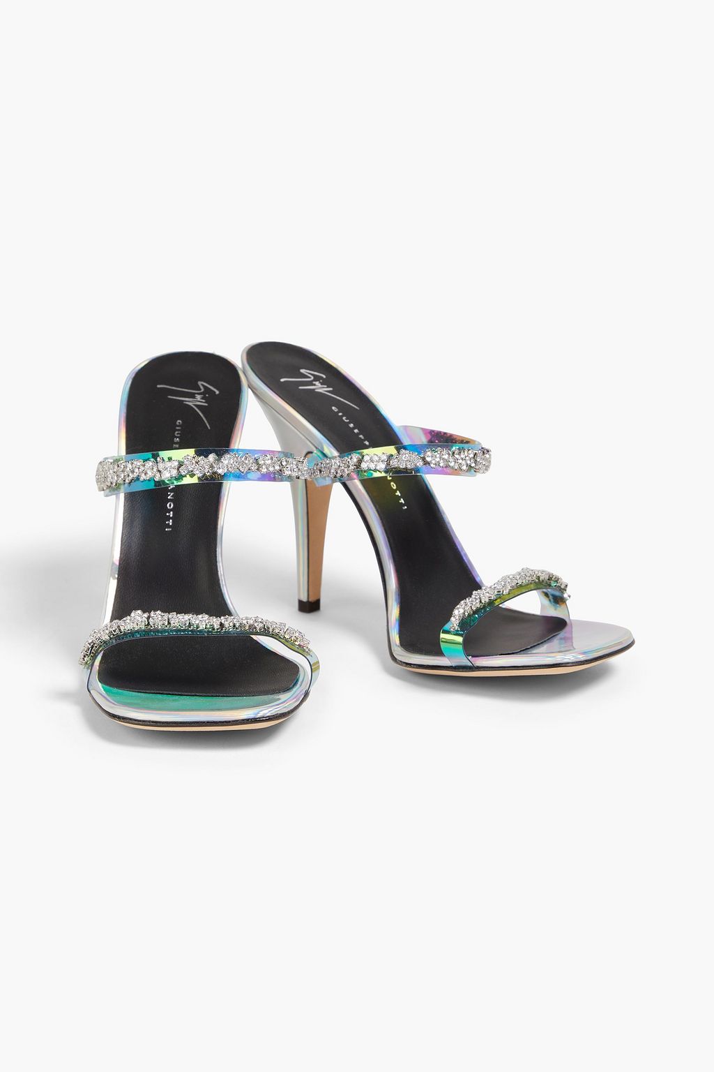 GIUSEPPE ZANOTTI حذاء ميول من الفينيل مزين بالكريستال بلون متقزّح