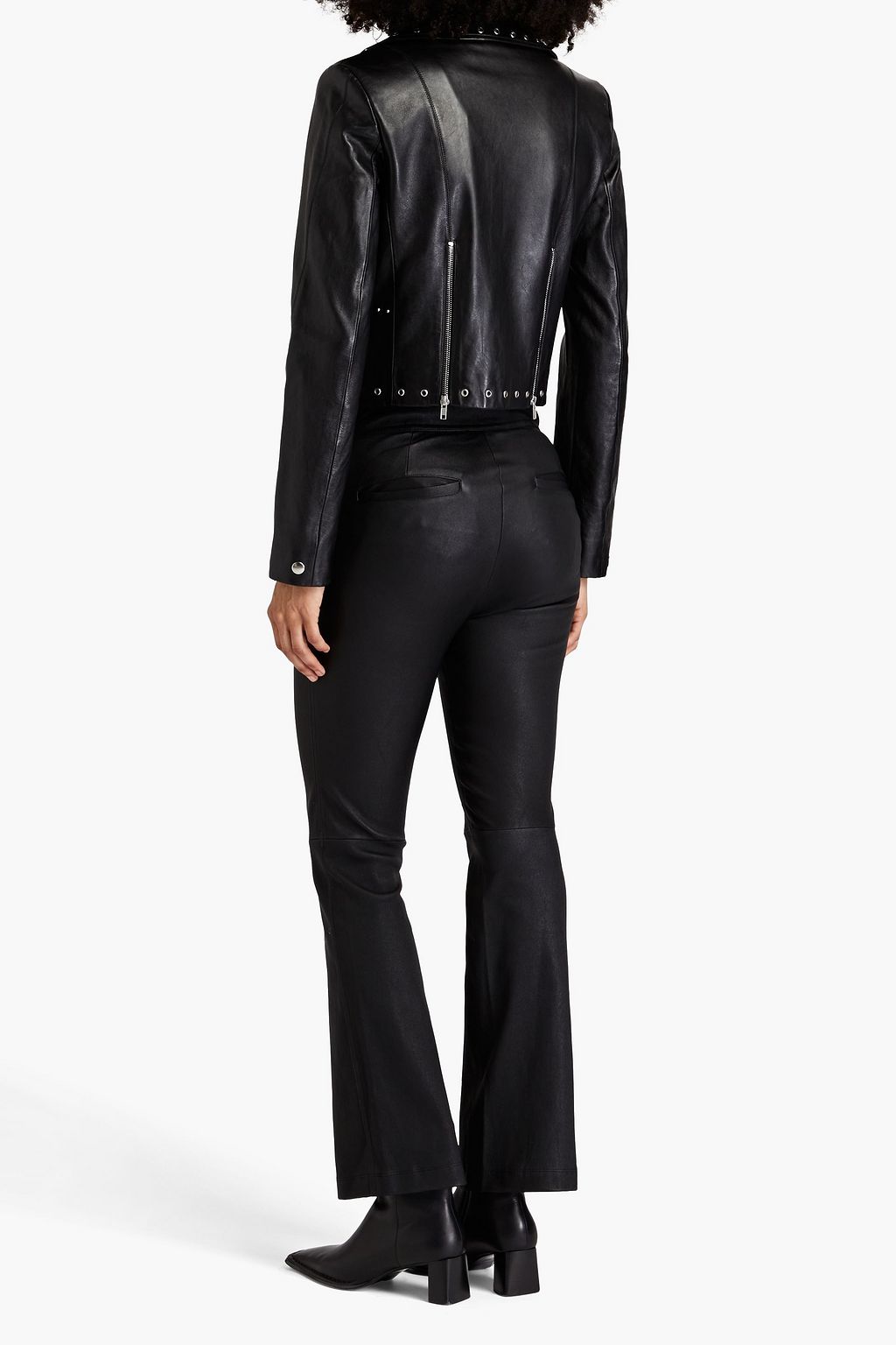HELMUT LANG 스트레치 가죽 플레어 팬츠