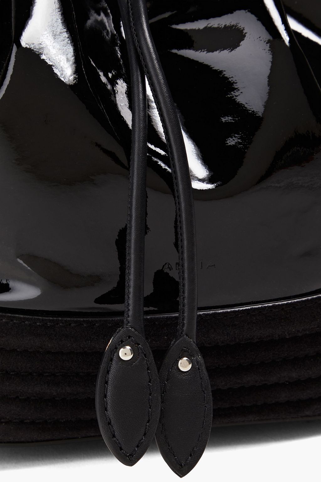 ALAÏA Le Seau patent-leather and suede bucket bag