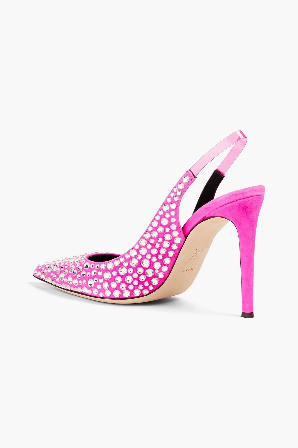 GIUSEPPE ZANOTTI Slingback-Pumps aus Veloursleder und PVC mit Kristallverzierung