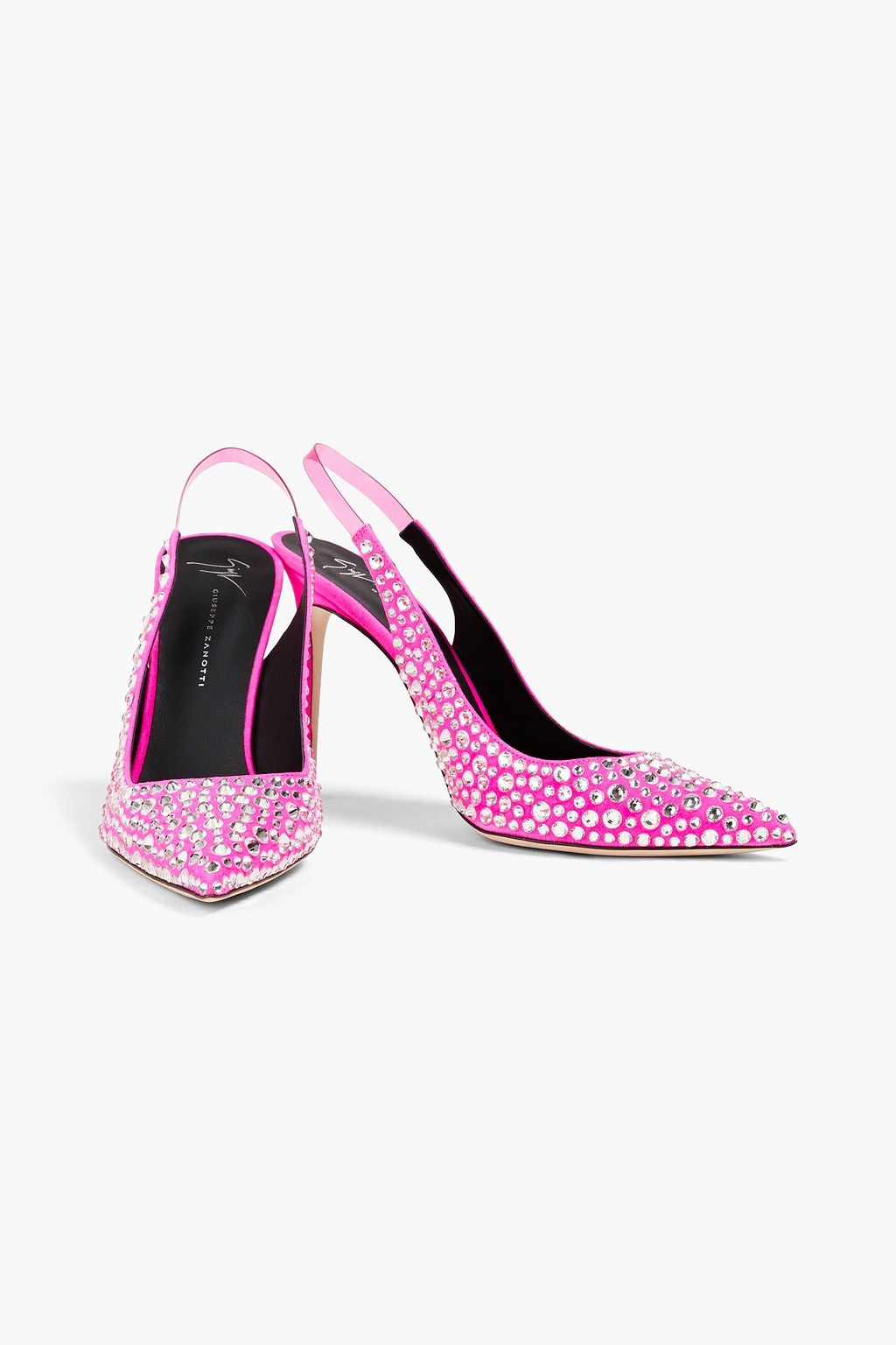 GIUSEPPE ZANOTTI Slingback-Pumps aus Veloursleder und PVC mit Kristallverzierung