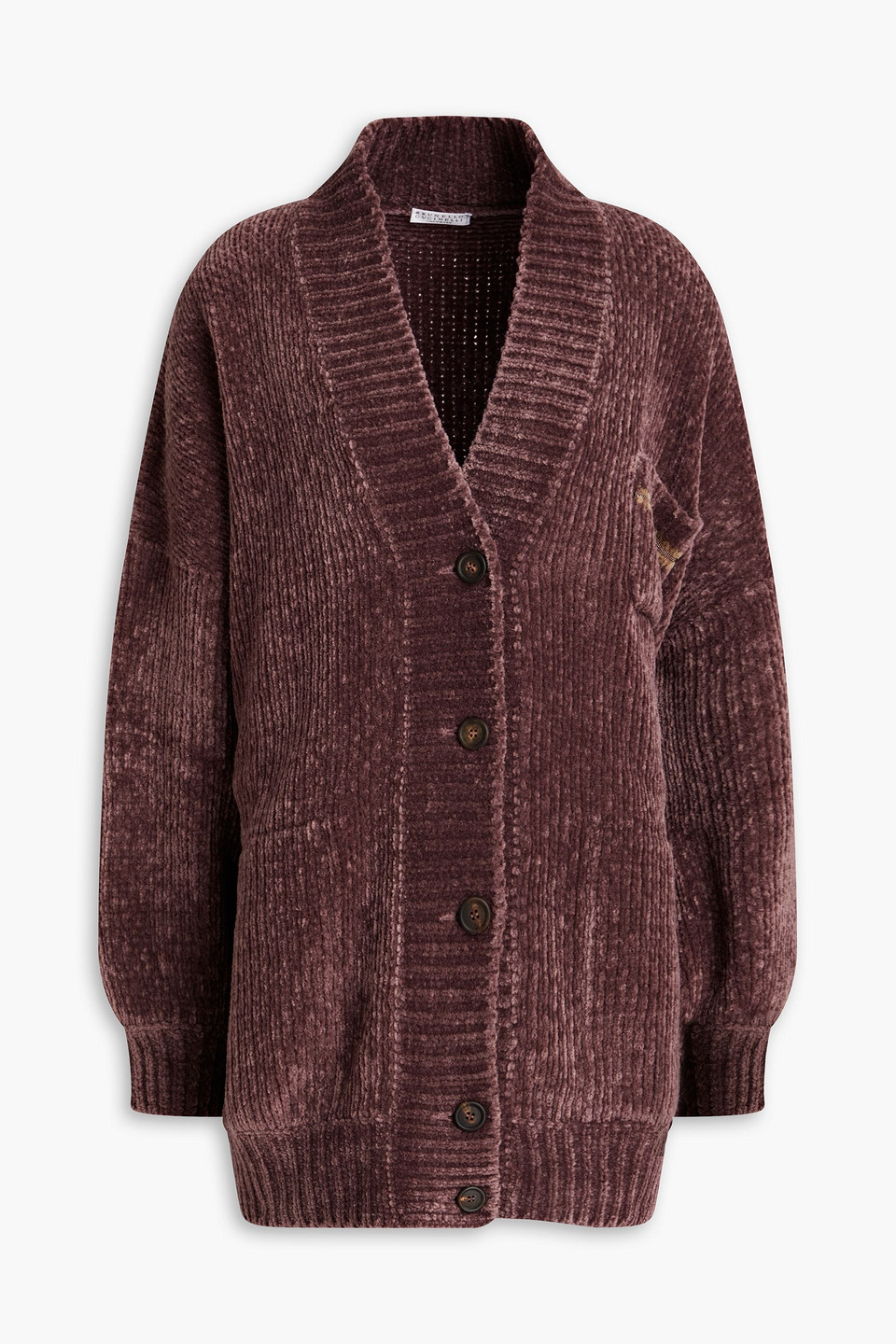 Brunello Cucinelli - Bead-embellished cashmere-blend cardigan - Purple - S