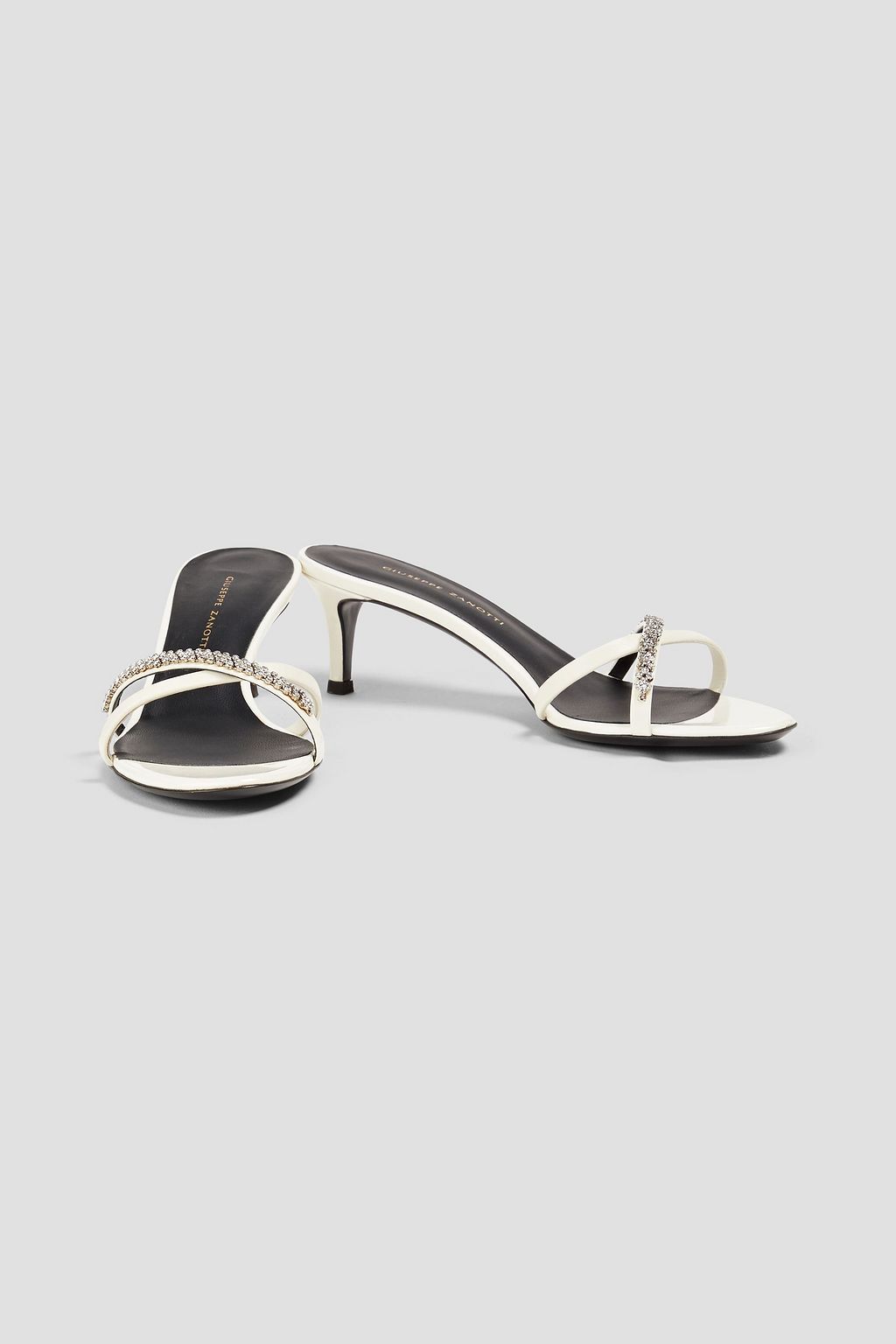 GIUSEPPE ZANOTTI 에일리언 50 크리스털 장식 가죽 뮬