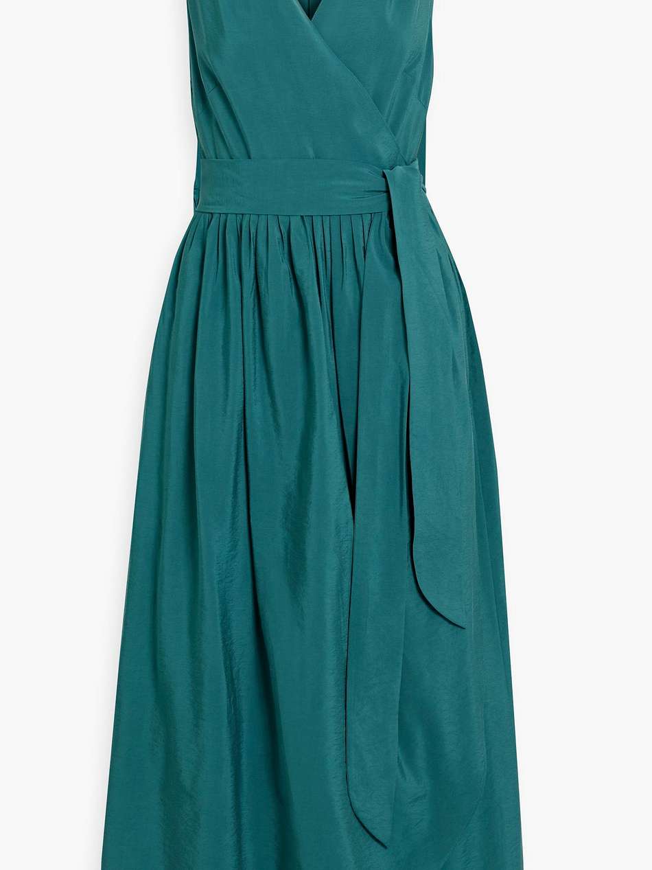 sateen midi wrap dress