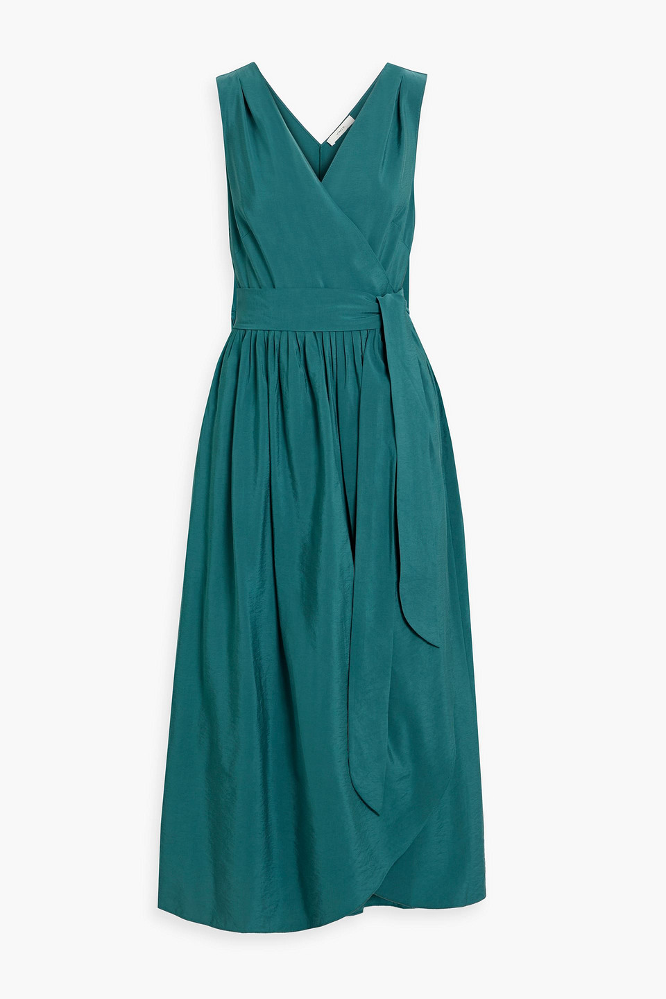 Vince Sateen Midi Wrap Dress In Teal