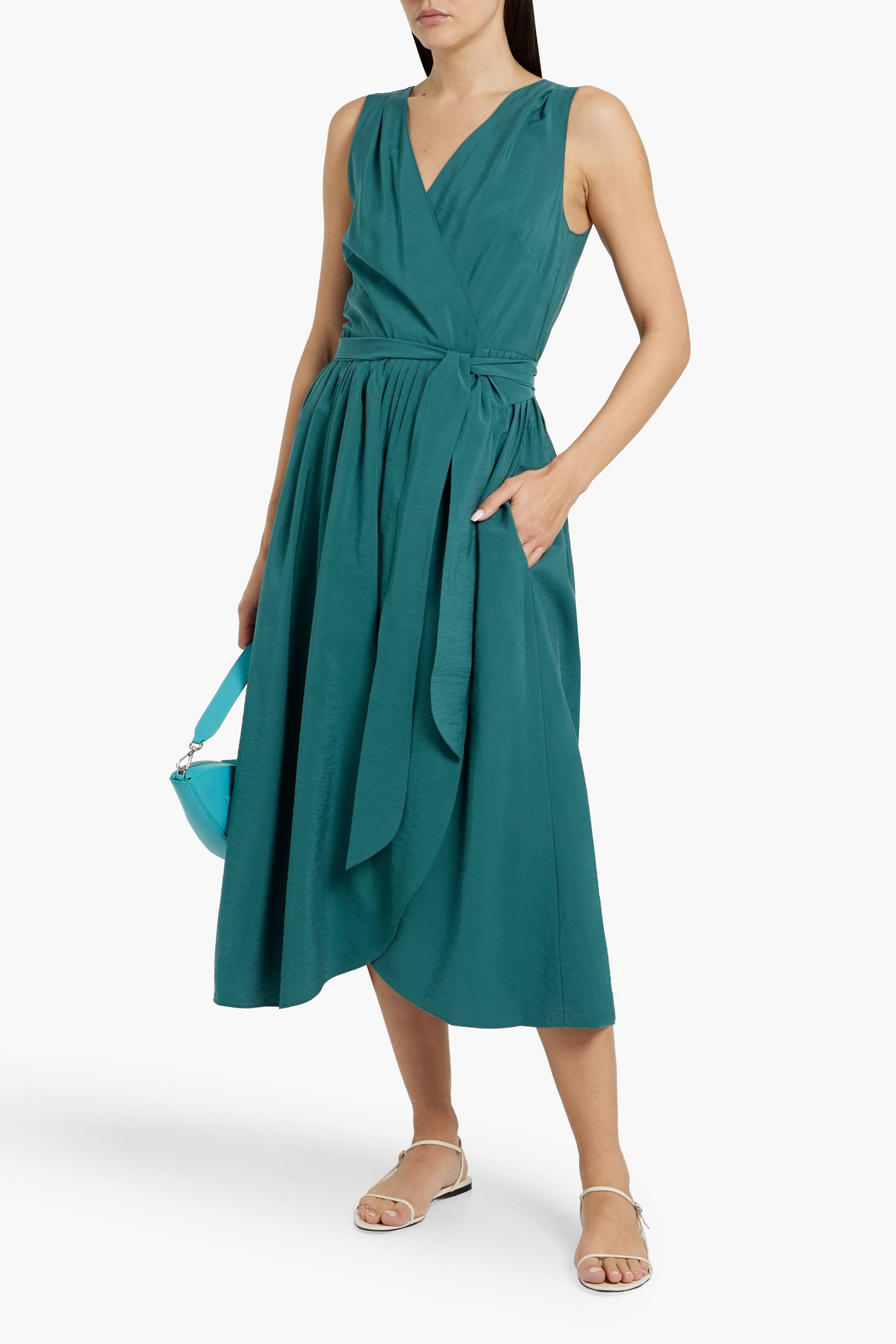 Vince Sateen midi wrap dress