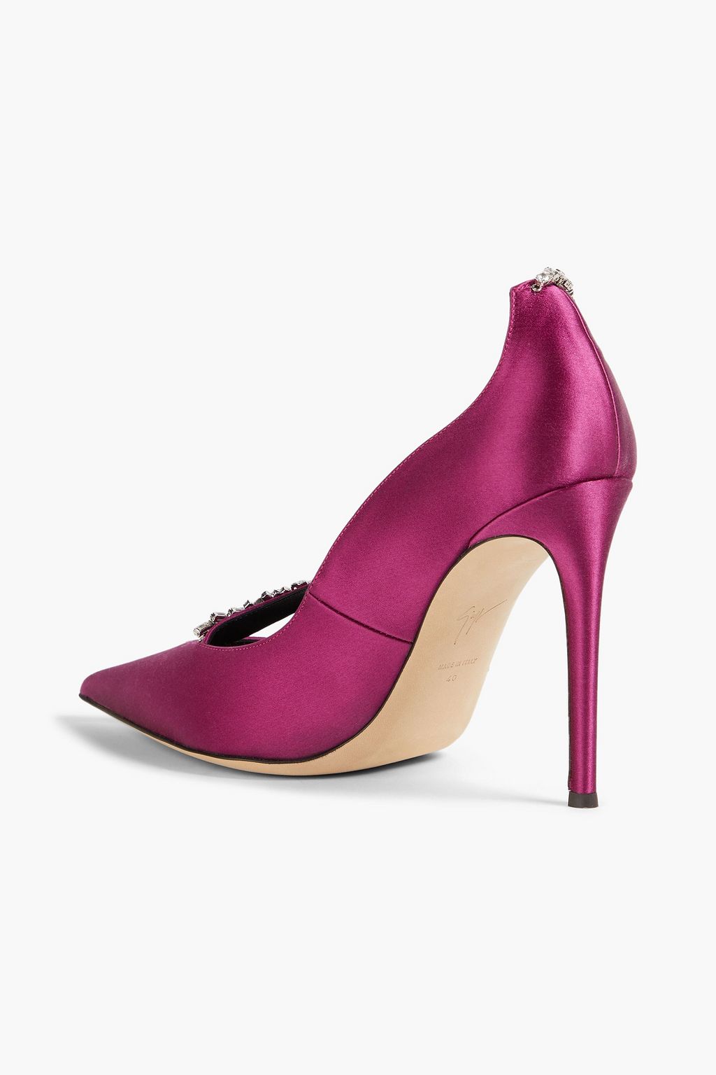 GIUSEPPE ZANOTTI حذاء بامب مصنوع من الساتان ومزين بالكريستال