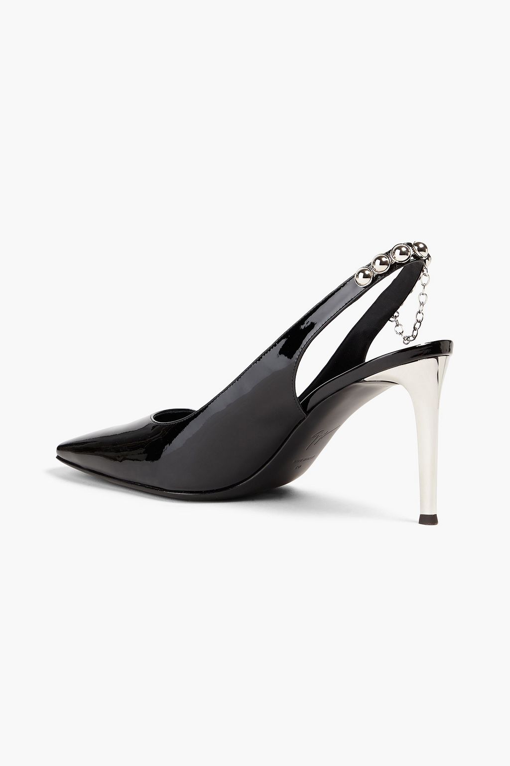 GIUSEPPE ZANOTTI حذاء بامب 'كيرتني' بحزام خلفي من الجلد اللامع بتصميم مزركش وكعب مقاس 85