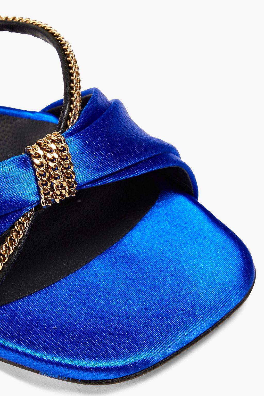 GIUSEPPE ZANOTTI Curvy 85 chain-embellished satin mules