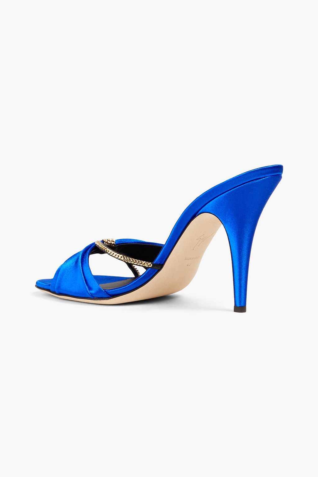 GIUSEPPE ZANOTTI Curvy 85 chain-embellished satin mules