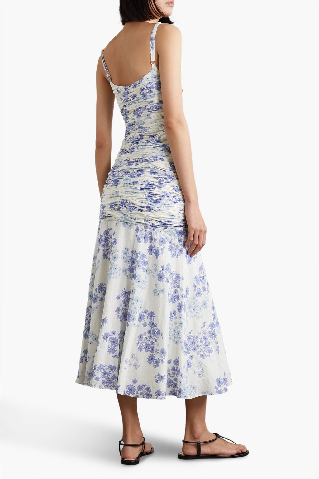 PEONY SWIMWEAR Ruched floralprint cotton and ECOVEROblend midi dress